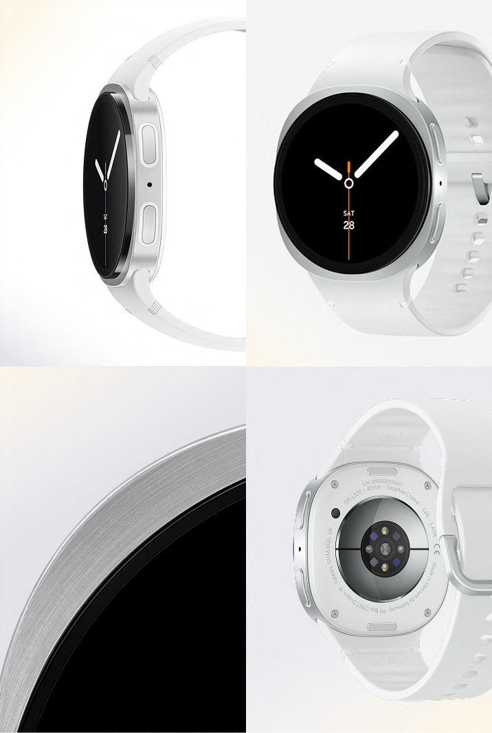 Various images of watch8 showing the signature cushion design