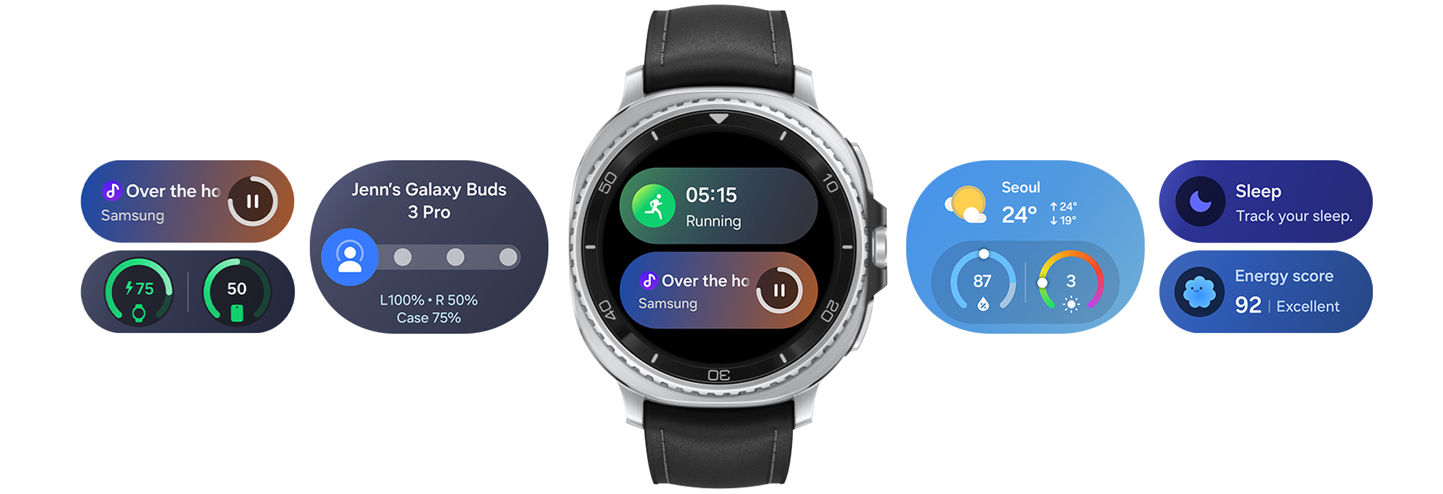 One UI user interface, showing lots of colourful icons and shortcuts
