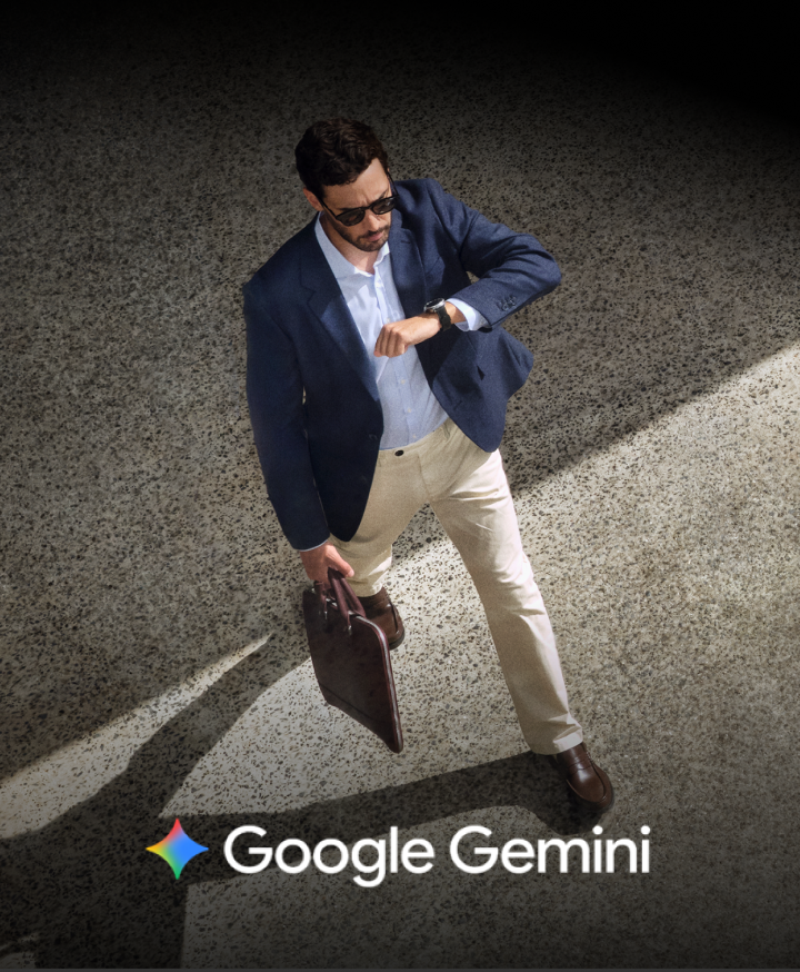 Image of a business man looking at his watch on the go