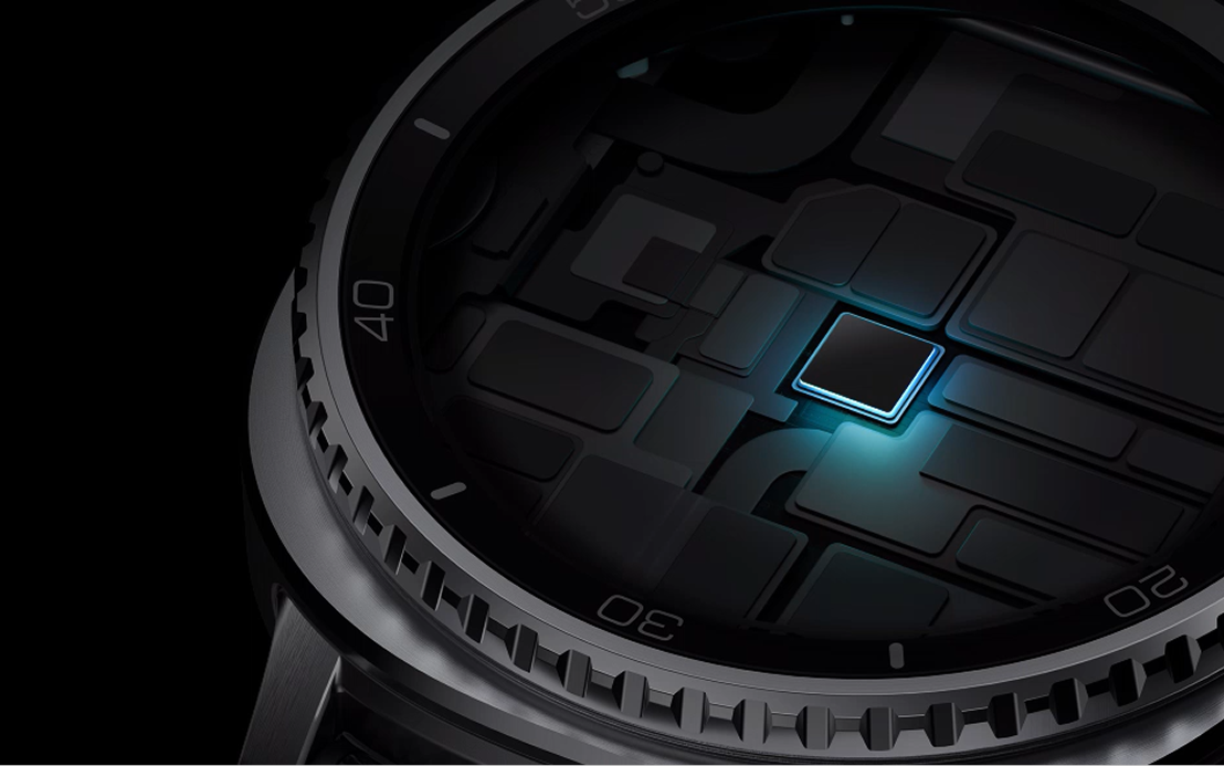 A close up of the Watch8 processor chip 