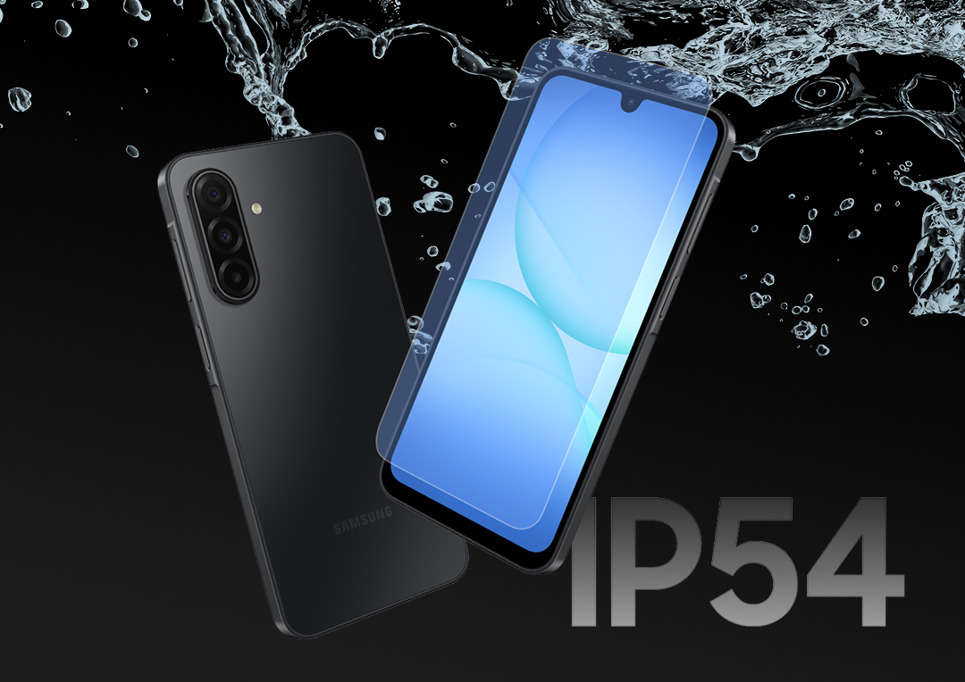 Illustration showing the A17 5G's splash protection