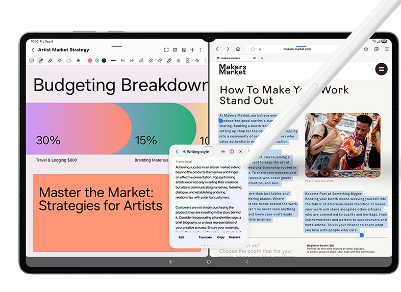 Illustration showing the handwriting help feature