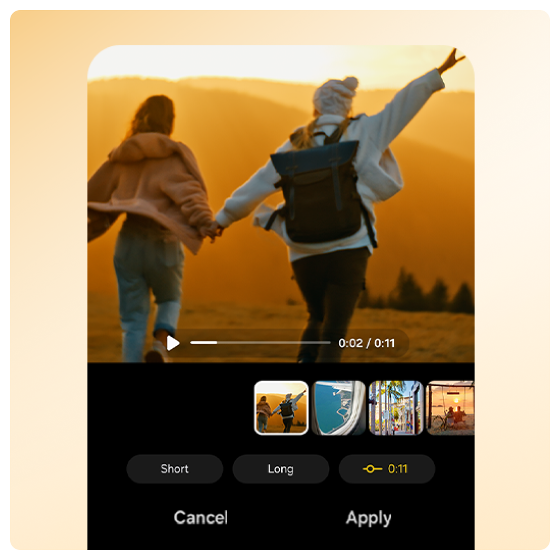 An image of two people holding hands which is conveted to a avideo reel