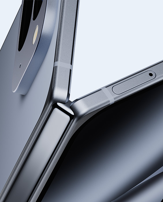 A close-up of the Google Pixel 10 Pro Fold's foldable hinge, highlighting its metallic frame and engineered design