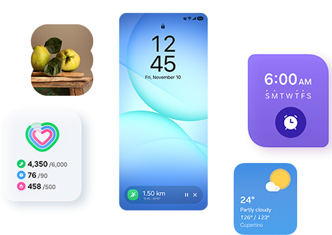 One UI user interface, showing lots of colourful icons and shortcuts