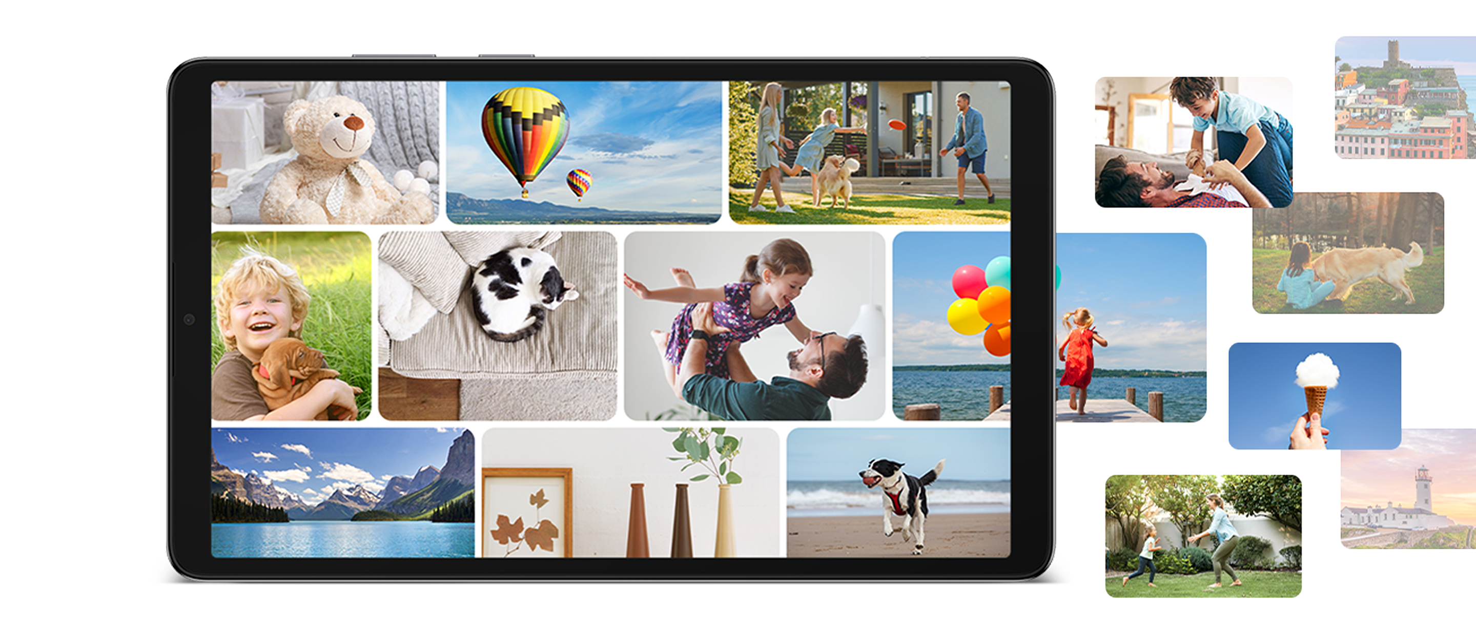 Illustration showing the A17 5G's wide screen and Super AMOLED display