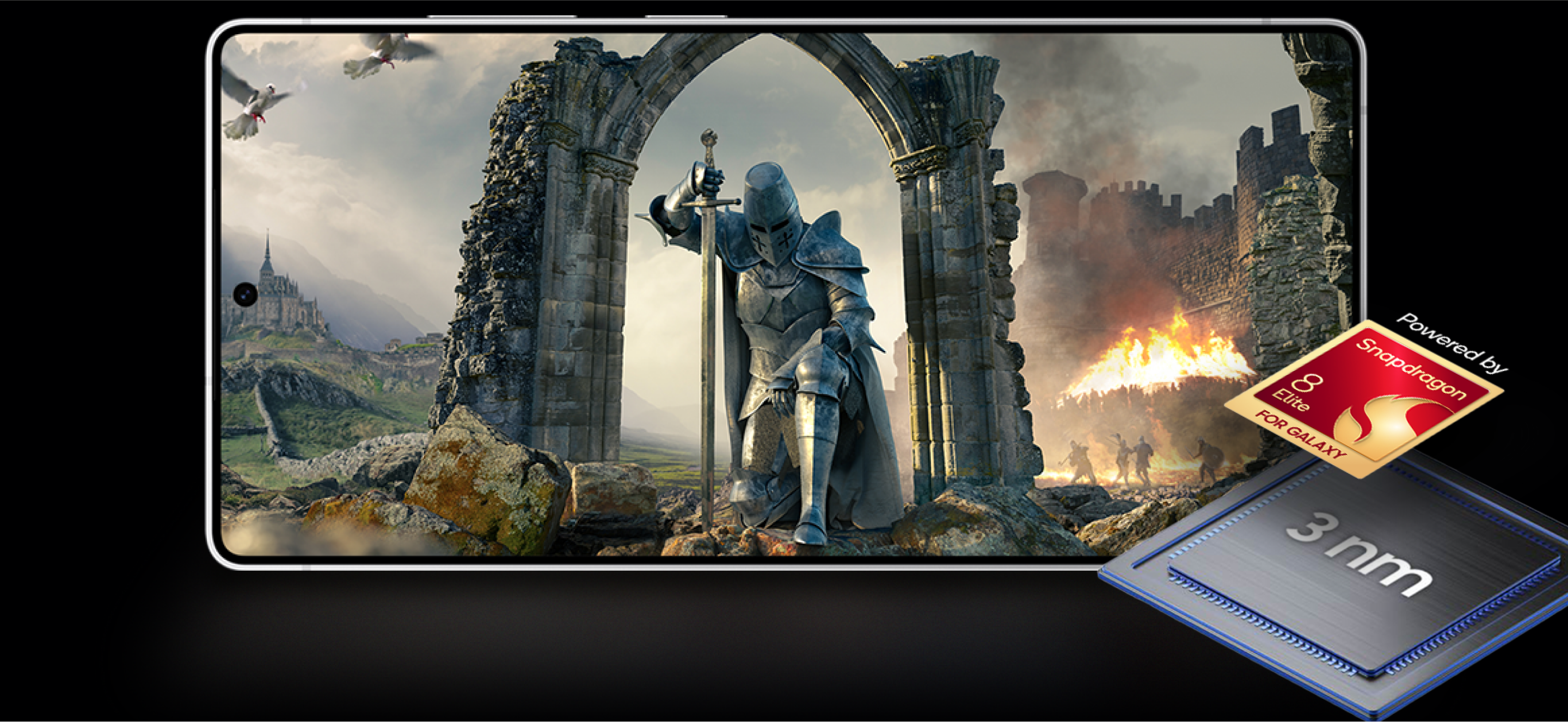 Gaming showcasing battery capacity up to 5,000 mAh and Snapdragon 8 Elite processor