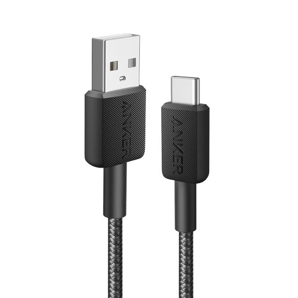 USB A to USB C Cable Black Braided Nylon