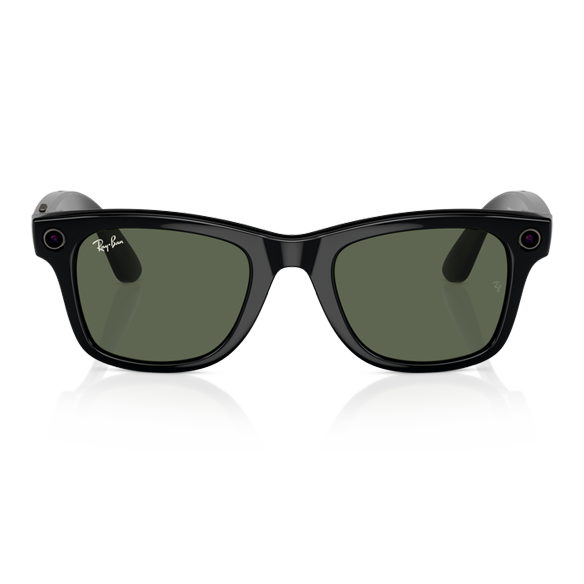 Ray Ban Meta Wayfarer Shiny Black/G15 Green 