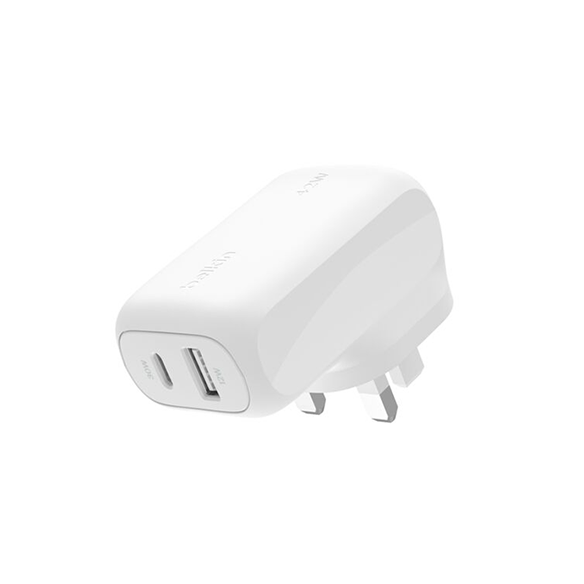 Belkin 42W Dual Wall Charger USB-A and USB-C White 