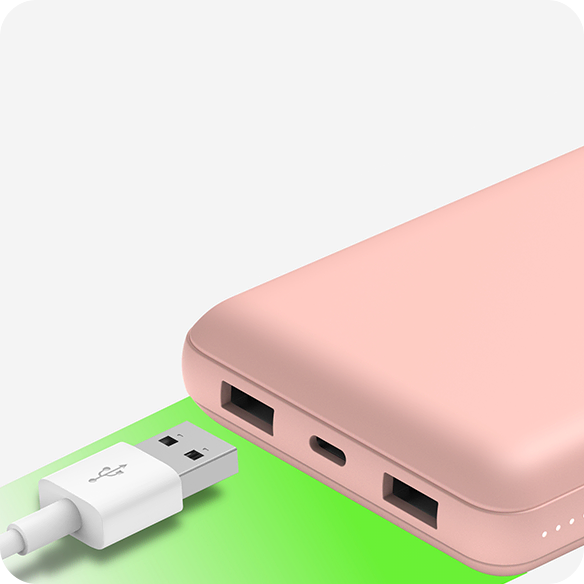 Belkin 10K Pre-charged USB-A and USB-C Power Bank Rose Gold 
