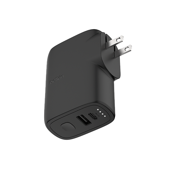 Belkin Hybrid Wall Travel Charger 25W with 5K Power Bank and Travel Adaptor Kit Black 